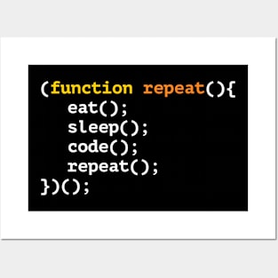 Function repeat, eat, sleep, code, repeat funny T-shirt Posters and Art